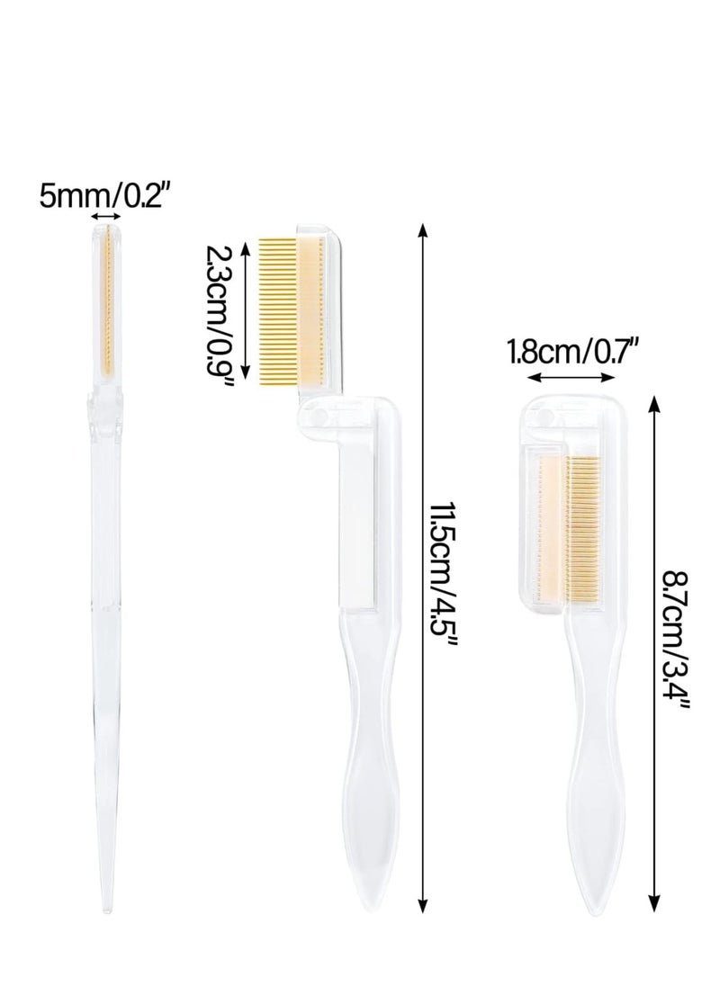 SYOSI - Folding Eyelash Separator Comb 4PCS Eyelash Comb Metal Teeth Clear Eyelash Separator, Foldable and Fine Lash Comb Eye Lash Separator Combs for Eyelash Lift and Separate Eyebrow Waxing - Image 1