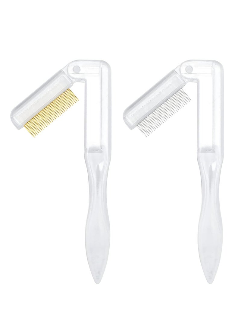 SYOSI - Folding Eyelash Separator Comb 4PCS Eyelash Comb Metal Teeth Clear Eyelash Separator, Foldable and Fine Lash Comb Eye Lash Separator Combs for Eyelash Lift and Separate Eyebrow Waxing - Image 1