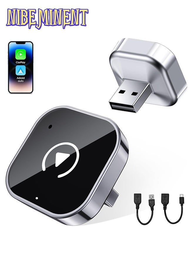 NIBEMINENT 2-in-1 Wireless CarPlay & Android Auto Adapter, Plug & Play CarPlay Dongle Converts Wired to Wireless, Fast Auto-Connect, 2.4G Delay + 5GHz dual chipset for iPhone & Android - Image 1