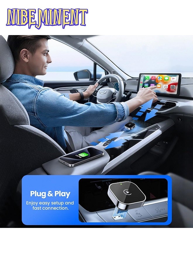 NIBEMINENT 2-in-1 Wireless CarPlay & Android Auto Adapter, Plug & Play CarPlay Dongle Converts Wired to Wireless, Fast Auto-Connect, 2.4G Delay + 5GHz dual chipset for iPhone & Android - Image 2