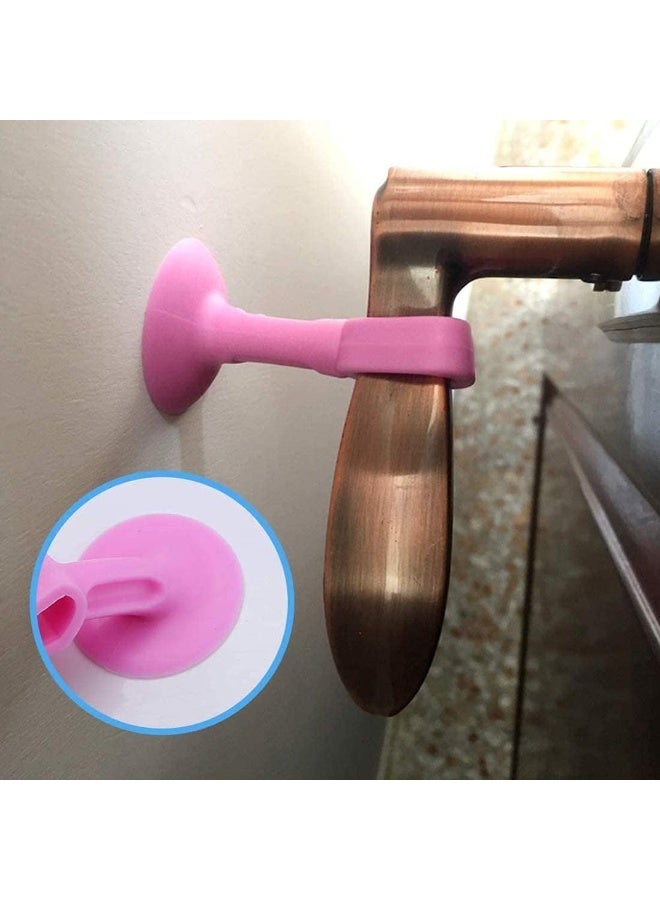 5pcs Household Anti-collision Silicone Doorknob Wall Mute Crash Pad Door Cabinet Door Handle Silencer Cushion Door Stopper (Pink)  - Image 4