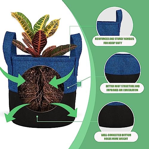GREENSHEEP Geo Fabric Grow Bags UV Treated Gardening Cotton Pots Terrace Indoor Outdoor Home Balcony Nursery Leafy Vegetable Fruits and Flower (10 x 10, Pack of 5) - Image 4