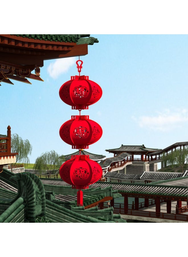 CMGTYYD 2pcs New Year Red Lanterns, Chinese New Year Wall Hanging Red Lanterns, Blessing Lucky Lanterns, Foldable Red Lanterns Hanging Decoration for Home Outdoor Tree Restaurant Supermarkets - Image 3
