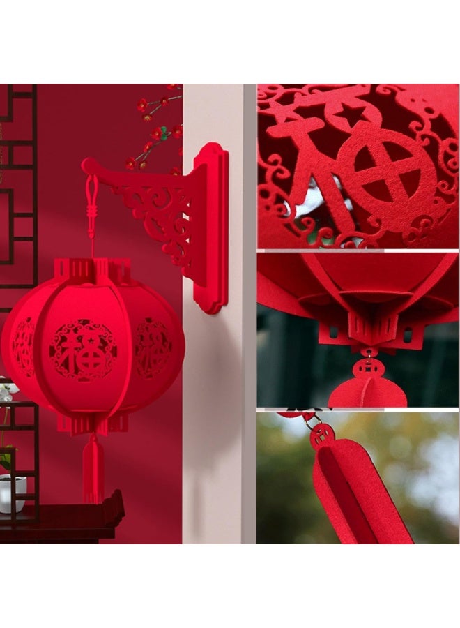 CMGTYYD 2pcs New Year Red Lanterns, Chinese New Year Wall Hanging Red Lanterns, Blessing Lucky Lanterns, Foldable Red Lanterns Hanging Decoration for Home Outdoor Tree Restaurant Supermarkets - Image 5