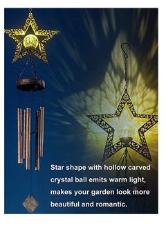 Generic Wind Chimes Solar Lights  Star Garden Ornaments Outdoor Large Metal Solar Powered Balcony Decor Memorial Gifts  - Image 3