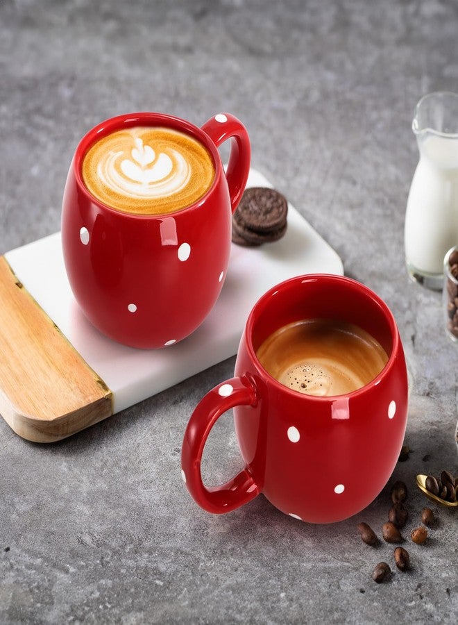 AVLA 6 Pack Ceramic Campfire Coffee Mugs, 10 Ounce Porcelain Specialty Coffee Drinks Hot Chocolate Mugs with Handle, Creative Mug Tea Cup Set for Party, Polk Dot, Assorted Color - Image 5