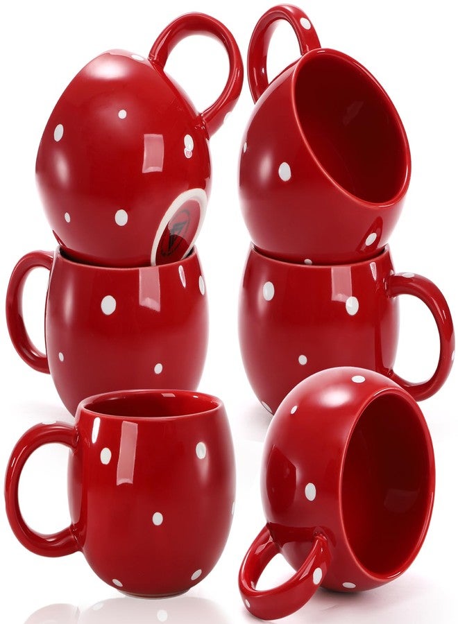 AVLA 6 Pack Ceramic Campfire Coffee Mugs, 10 Ounce Porcelain Specialty Coffee Drinks Hot Chocolate Mugs with Handle, Creative Mug Tea Cup Set for Party, Polk Dot, Assorted Color - Image 1