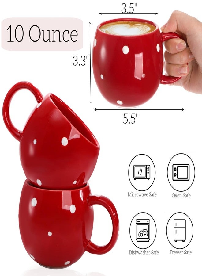 AVLA 6 Pack Ceramic Campfire Coffee Mugs, 10 Ounce Porcelain Specialty Coffee Drinks Hot Chocolate Mugs with Handle, Creative Mug Tea Cup Set for Party, Polk Dot, Assorted Color - Image 2