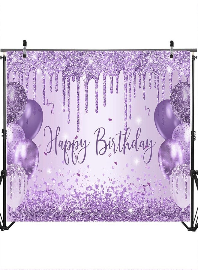 موكسيكا خلفية عيد ميلاد أرجوانية من موكسيكا، بالونات لامعة، زينة حفلات عيد ميلاد سعيد، زينة لامعة للفتيات، زينة حفلات عيد ميلاد 16 و18 و21، لوازم طاولة الكيك (أرجواني، 7 × 5 قدم) - Image 4