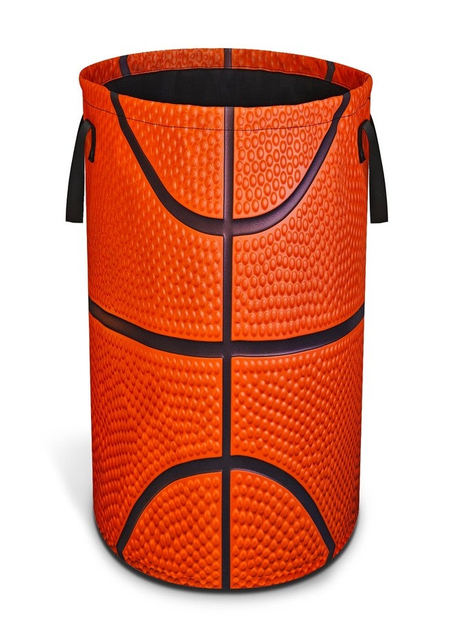 NUTAINLA Basketball Texture Laundry Basket Ball Foldable Waterproof Oxford Cloth Funny Tote Bag Laundry Hamper Clothes Storage Bucket Toy Organizer For Bathroom/Laundry Storage/Bedroom 17.7x13.7 Inch - Image 1