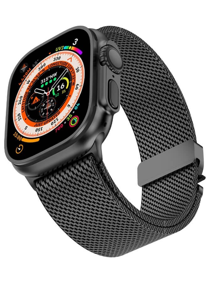 Bliszaar Watch Band for Apple Watch, Metal Bands 42mm/44mm/45mm/46mm/49mm Series 10, 1:1 Stainless Steel Mesh Loop with Parachute-style Metal Buckle for Apple Watch Series 7 8 9  Series 6 5 4, Black  - Image 3