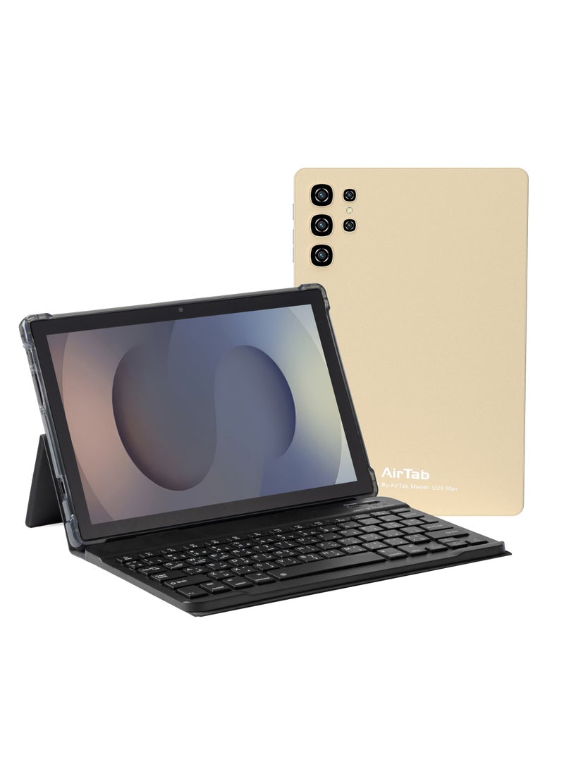 AIR TAB Airtab U25 Max 10.1" FHD Smart Tablet 16GB RAM 1TB ROM - with Arabic Keyboard Gold - Image 1