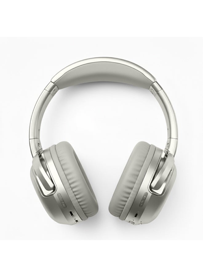 X-SCOOT Wireless Foldable Headphones with Pure Bass Sound, Double Bass Effect, 22 Hours Playtime, Voice Assistant Ready, Hi-Res Audio, HD Mic for Hands Free Calls, TF Card Support & Ergonomic Comfortable - Gold - Image 2