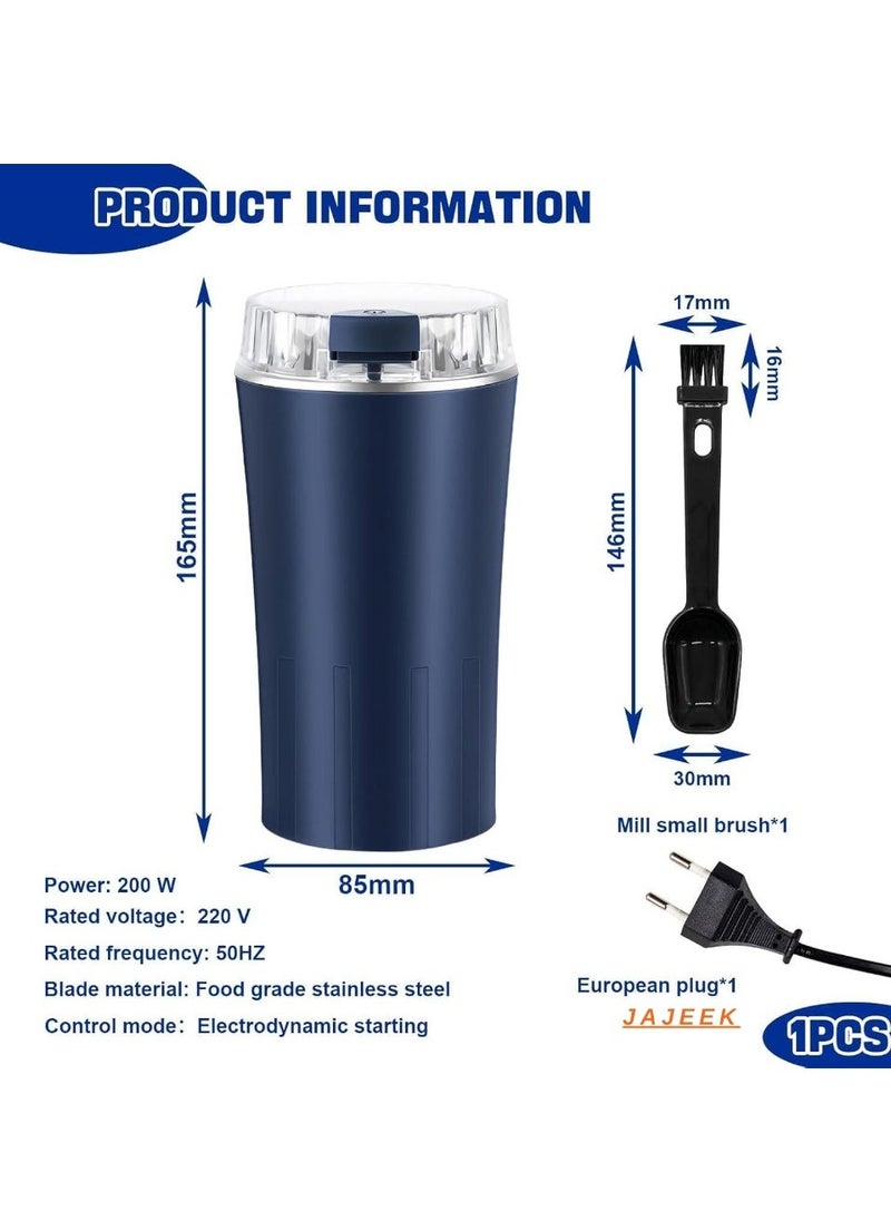 JAJEEK مطحنة قهوة كهربائية 300 واط، مطحنة حبوب الإسبريسو والتوابل بشفرات من الفولاذ المقاوم للصدأ، مطحنة متعددة الوظائف لحبوب القهوة والتوابل والأعشاب والمكسرات – قوية ومتينة، طحن سريع، مدمجة وسهلة الاستخدام، مثالية للاستخدام في المنزل أو المكتب - Image 2