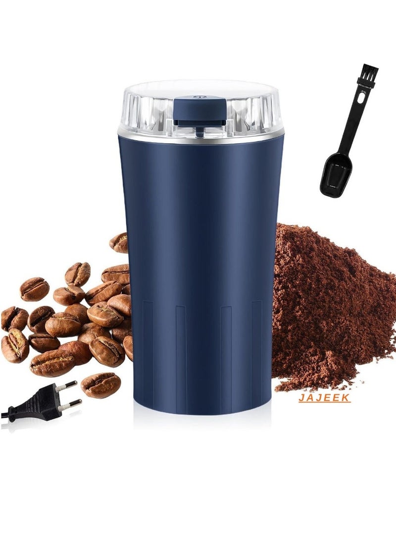 JAJEEK مطحنة قهوة كهربائية 300 واط، مطحنة حبوب الإسبريسو والتوابل بشفرات من الفولاذ المقاوم للصدأ، مطحنة متعددة الوظائف لحبوب القهوة والتوابل والأعشاب والمكسرات – قوية ومتينة، طحن سريع، مدمجة وسهلة الاستخدام، مثالية للاستخدام في المنزل أو المكتب - Image 1