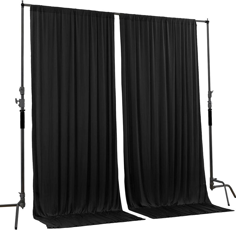 Boltove® Black Wrinkle Free Decoration Backdrop Curtain Drapes Black Backdrop Panels Background for Photography Wedding Parties Birthday Anniversary Function | Set of 2 | - Image 1