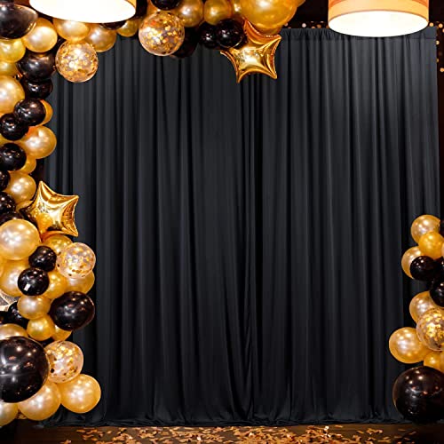 Boltove® Black Wrinkle Free Decoration Backdrop Curtain Drapes Black Backdrop Panels Background for Photography Wedding Parties Birthday Anniversary Function | Set of 2 | - Image 4