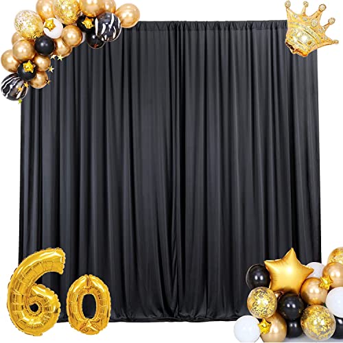 Boltove® Black Wrinkle Free Decoration Backdrop Curtain Drapes Black Backdrop Panels Background for Photography Wedding Parties Birthday Anniversary Function | Set of 2 | - Image 2
