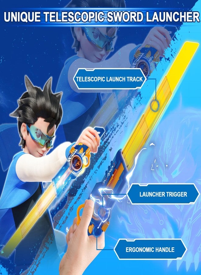 INFINITY NADO Spinning top Toy for Kids, Glowing battling top Toy with Telescopic Sword Launcher, battling top for Kids Boys Girls 5 6 7 8 9 10 11 12 Years Old and up, Fury Wave Dragon - Image 2