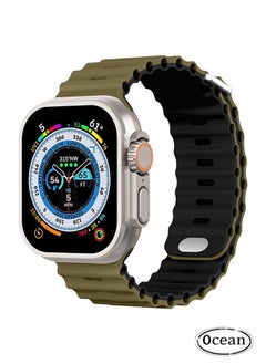 Ocean 1 Piece Apple Watch Ocean Band 49mm 45mm 44mm 42mm Soft Silicone Loop Strap For iWatch Series Ultra/8/7/SE/6/5/4/3/2/1 Red/Green  - Image 1