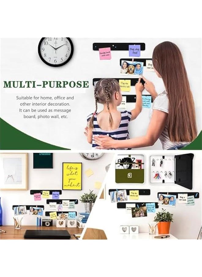 HOOKOR 8 Pack Felt Pin Board Bar Bulletin Board, Self-Adhesive Bulletin Board Bar Strips, Cork Boards for Walls with 24 Pushpins, For Paste Notes, Photos, Bedrooms Offices Home Decoration (Black)  - Image 4