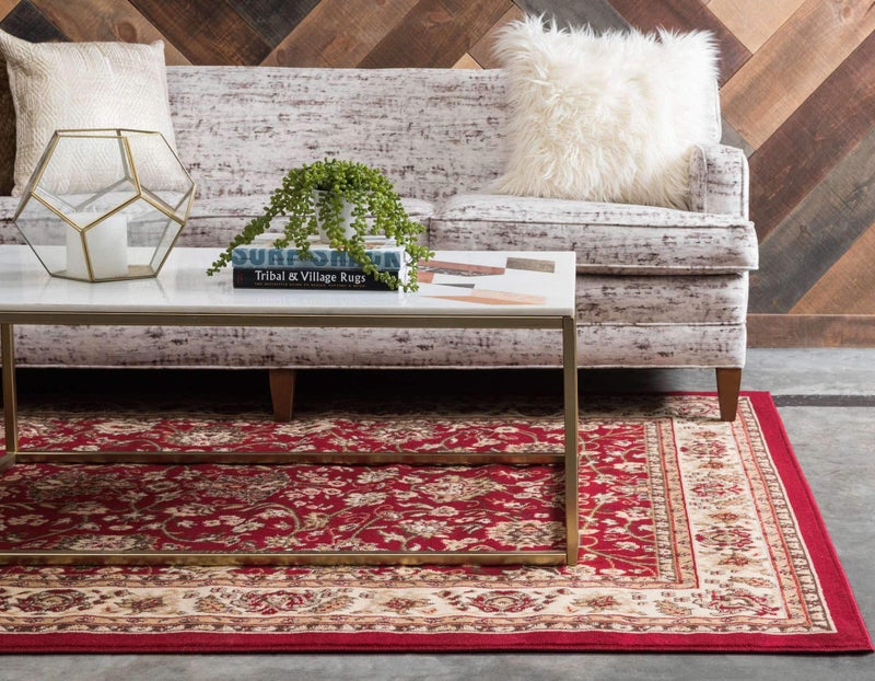Unique Loom Sialk Hill Collection Area Rug - Washington (5' 3" x 8' Rectangle, Burgundy/ Cream) - Image 3