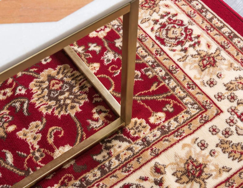 Unique Loom Sialk Hill Collection Area Rug - Washington (5' 3" x 8' Rectangle, Burgundy/ Cream) - Image 5