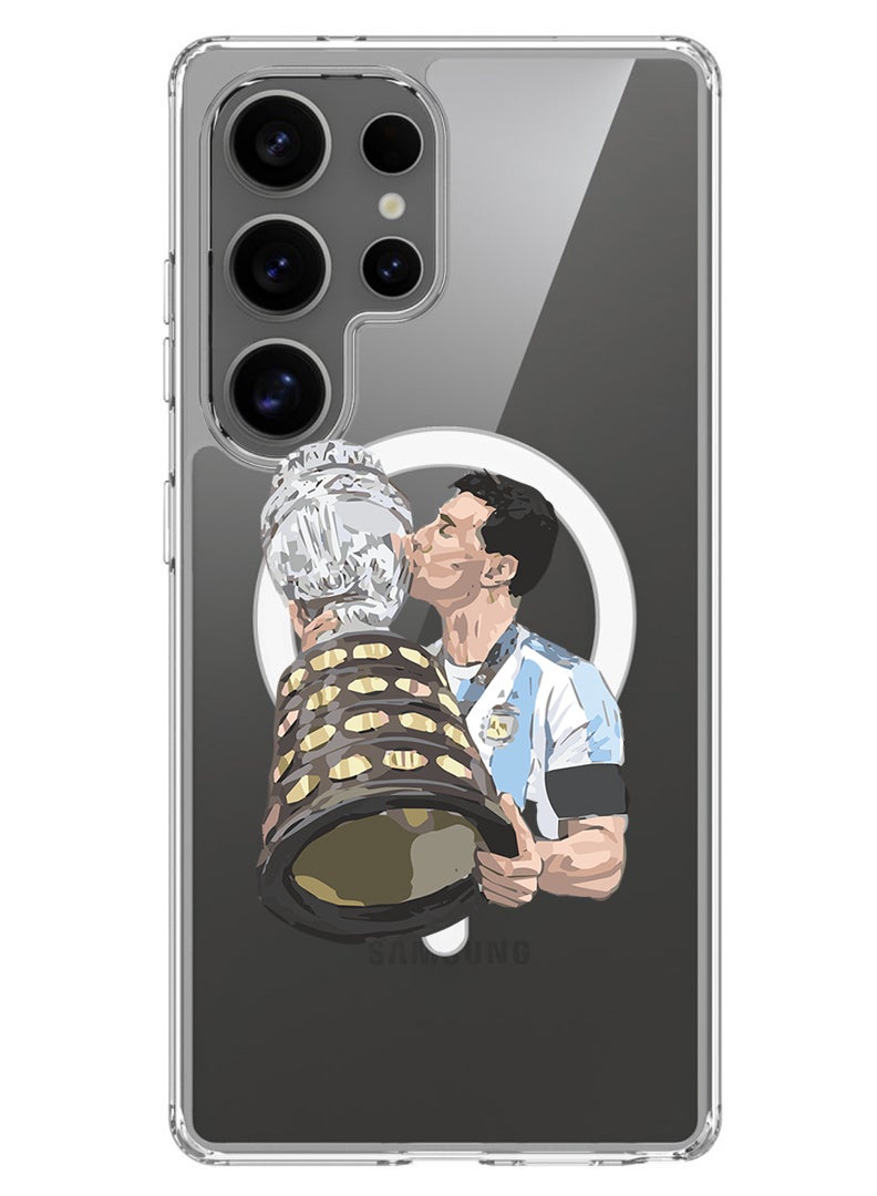 Theodor Magnetic Case for Samsung Galaxy S25 Ultra 6.9-inch Compatible with MagSafe Wireless Charging, Shockproof Phone Bumper Cover Messi - Image 1