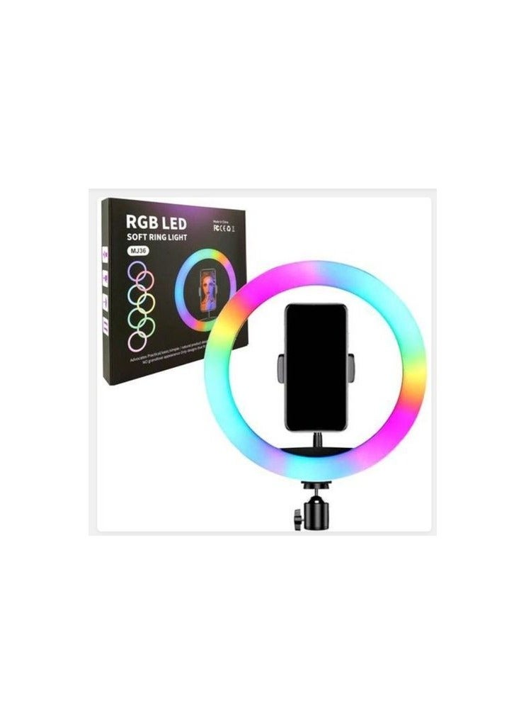 RGB MJ-36 RGB LED Soft Ring Light With Phone Tripod Stand For Camera Smartphones Shooting Vlogging And Reels - Image 3