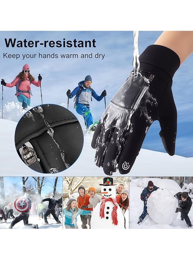 قفازات خريف وشتاء للجنسين بدون أصابع مع سحاب وتصميم شاشة تعمل باللمس ومقاومة للبرد والرياح ومقاومة للماء  قفازات رياضية للصيد والجري وركوب الدراجات والتزلج وركوب الخيل والقيادة والمشي لمسافات طويلة والاستخدام اليومي، أسود - Image 4