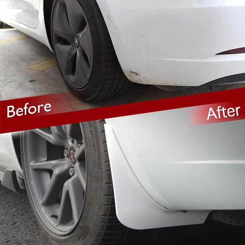 Wocch Mud Flaps for Tesla Model 3 (2016-2022) - Set of 4 White Splash Guards - Image 2