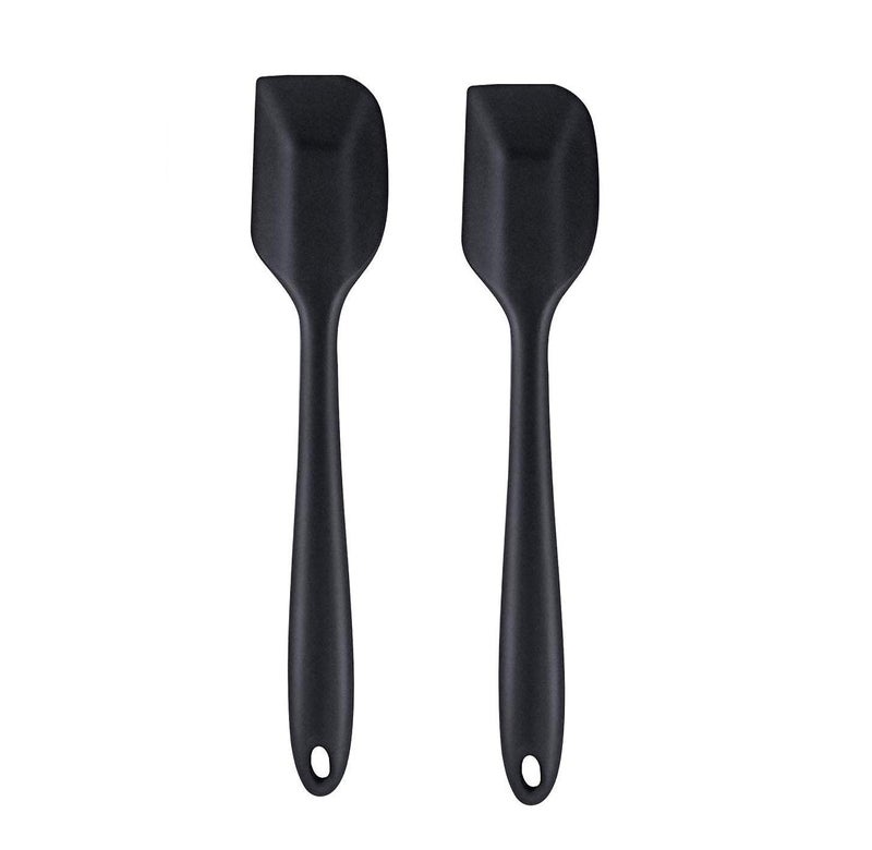 TASKHOUSE Silicone Spatula Set Rubber Stainless Steel Core Kitchen 500°F Utensils Non-Stick Cookware Safe, Baking & Cooking Tools (2 Piece - Black) - Image 1