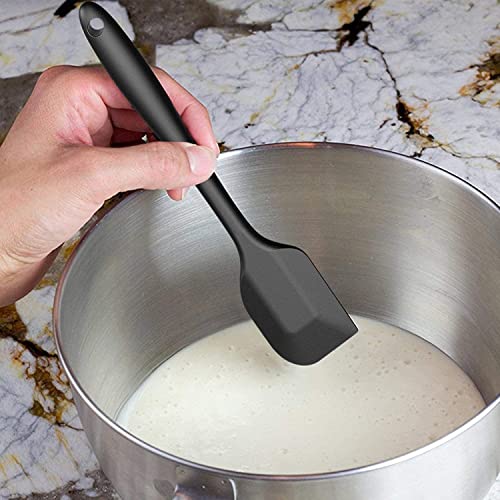 TASKHOUSE Silicone Spatula Set Rubber Stainless Steel Core Kitchen 500°F Utensils Non-Stick Cookware Safe, Baking & Cooking Tools (2 Piece - Black) - Image 5