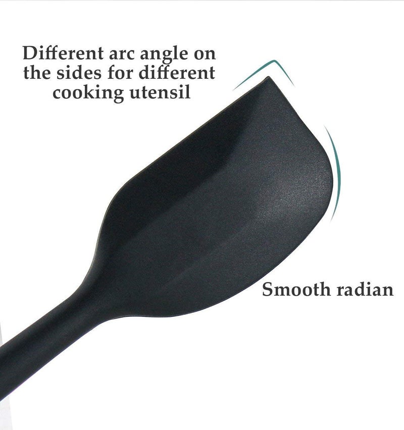 TASKHOUSE Silicone Spatula Set Rubber Stainless Steel Core Kitchen 500°F Utensils Non-Stick Cookware Safe, Baking & Cooking Tools (2 Piece - Black) - Image 2