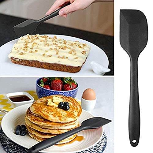 TASKHOUSE Silicone Spatula Set Rubber Stainless Steel Core Kitchen 500°F Utensils Non-Stick Cookware Safe, Baking & Cooking Tools (2 Piece - Black) - Image 4