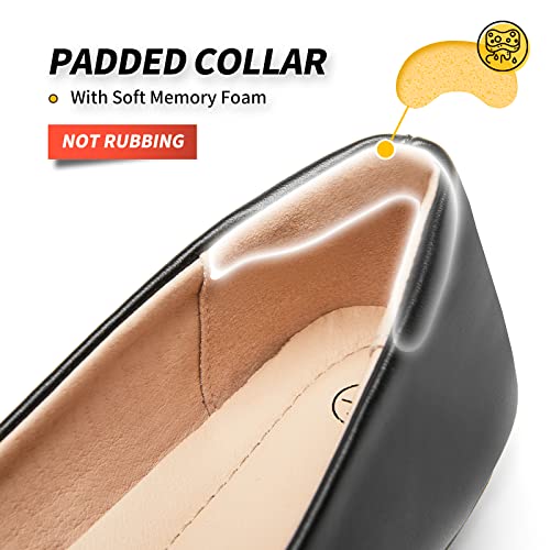 BABUDOG Women's Black Flats Shoes,White Dress Shoes for Women,Crimping Faux Suede Ballet Flats Comfortable(Black.US7.5) - Image 5