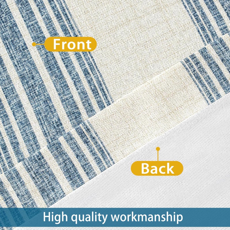 DriftAway Chris Linen Blackout Curtains with Thermal and Sound Reducing Layer 84 Inches Long for Bedroom Striped Printed Drapes Thermal Insulated Lined Window Treatments for Living Room Jean Navy - Image 5