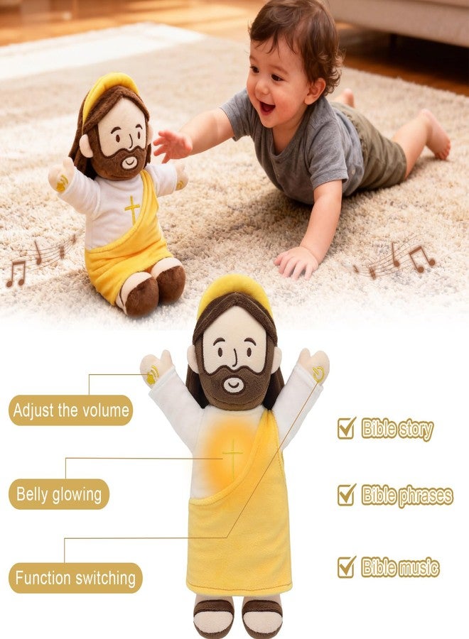 Yelakey Talking Jesus Plush Toy with Glow, Resurrection of Jesus Speaks Bible Verses Story Songs, Easter Toys with Greeting Card, Jesus Stuffed Doll for Easter Gift - Image 2