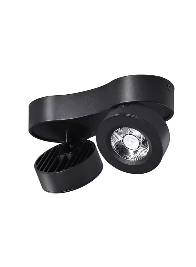 2 طريقة أضواء كاشفة LED للسقف 2 * 10 واط أبيض دافئ مع رؤوس سبوتات دوارة، شريط إضاءة حائط بزاوية سوداء ساطعة قابلة للتعديل للداخلية للصالة، المطبخ، غرفة المعيشة، غرفة النوم، المدخل  - Image 1
