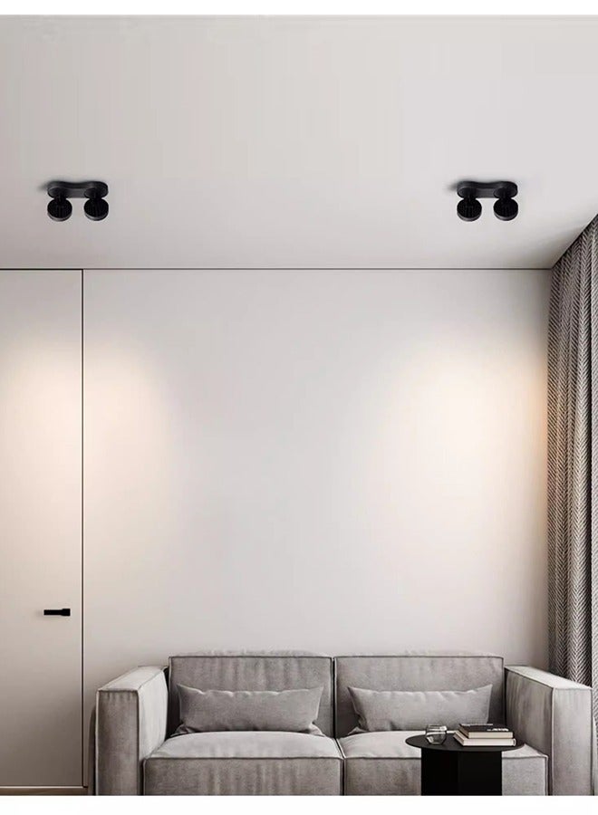 2 طريقة أضواء كاشفة LED للسقف 2 * 10 واط أبيض دافئ مع رؤوس سبوتات دوارة، شريط إضاءة حائط بزاوية سوداء ساطعة قابلة للتعديل للداخلية للصالة، المطبخ، غرفة المعيشة، غرفة النوم، المدخل  - Image 5