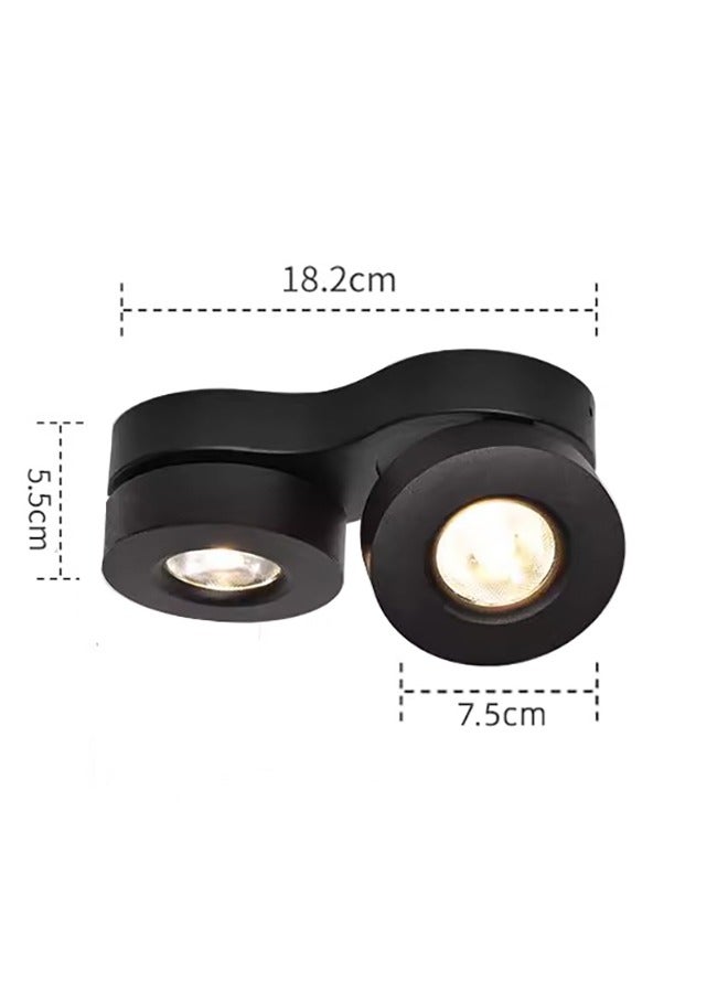 2 طريقة أضواء كاشفة LED للسقف 2 * 10 واط أبيض دافئ مع رؤوس سبوتات دوارة، شريط إضاءة حائط بزاوية سوداء ساطعة قابلة للتعديل للداخلية للصالة، المطبخ، غرفة المعيشة، غرفة النوم، المدخل  - Image 3