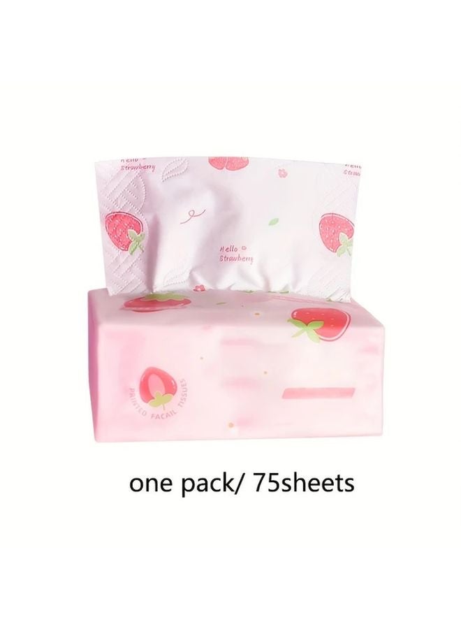 Strawberry Printed 4 Layer Soft Tissue Paper 75 Sheets For Home Party And Daily Cleaning - Image 1