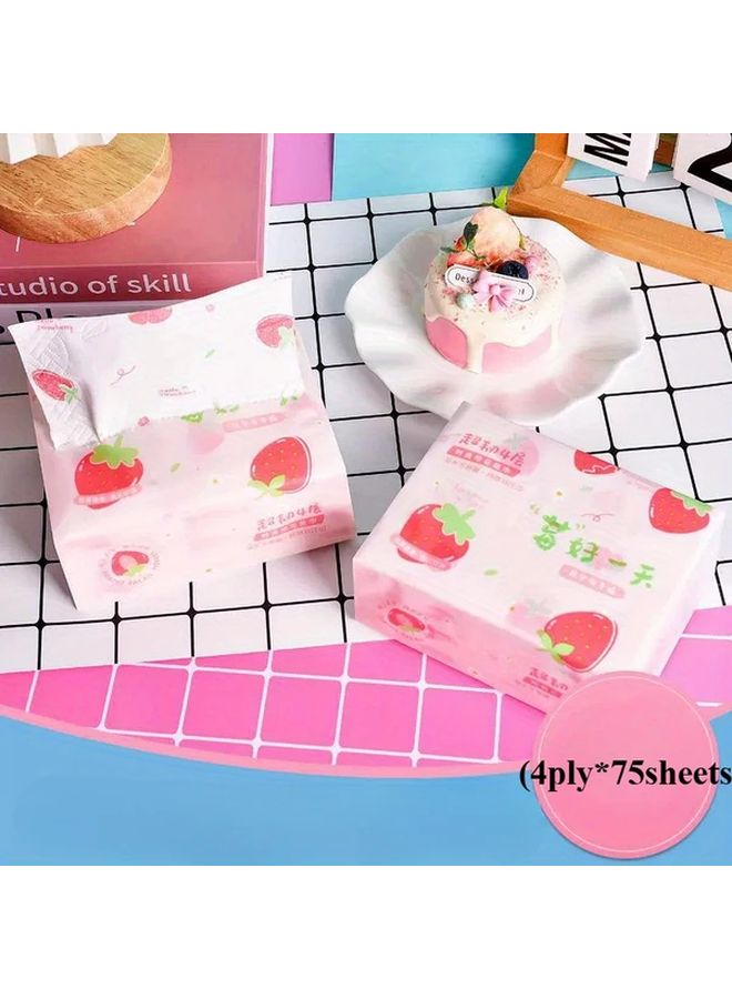 Strawberry Printed 4 Layer Soft Tissue Paper 75 Sheets For Home Party And Daily Cleaning - Image 4