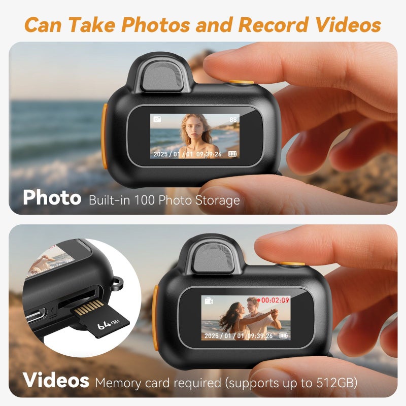 MC6 Mini Camera 1080P HD Recorder Keychain Camcorder 64GB Card Travel Vlog Night - Image 2
