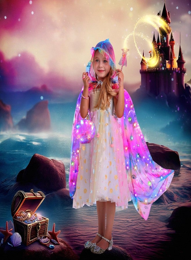 Fedio Mermaid Toys Princess Dress up for Girls,Mermaid Light Up Princess Cape Set,Toddler Dress up Toys Christmas Birthday Halloween Gifts for 3-8 Years Old - Image 2