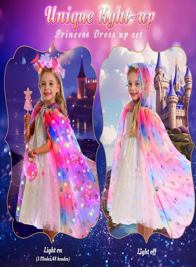 Fedio Mermaid Toys Princess Dress up for Girls,Mermaid Light Up Princess Cape Set,Toddler Dress up Toys Christmas Birthday Halloween Gifts for 3-8 Years Old - Image 5