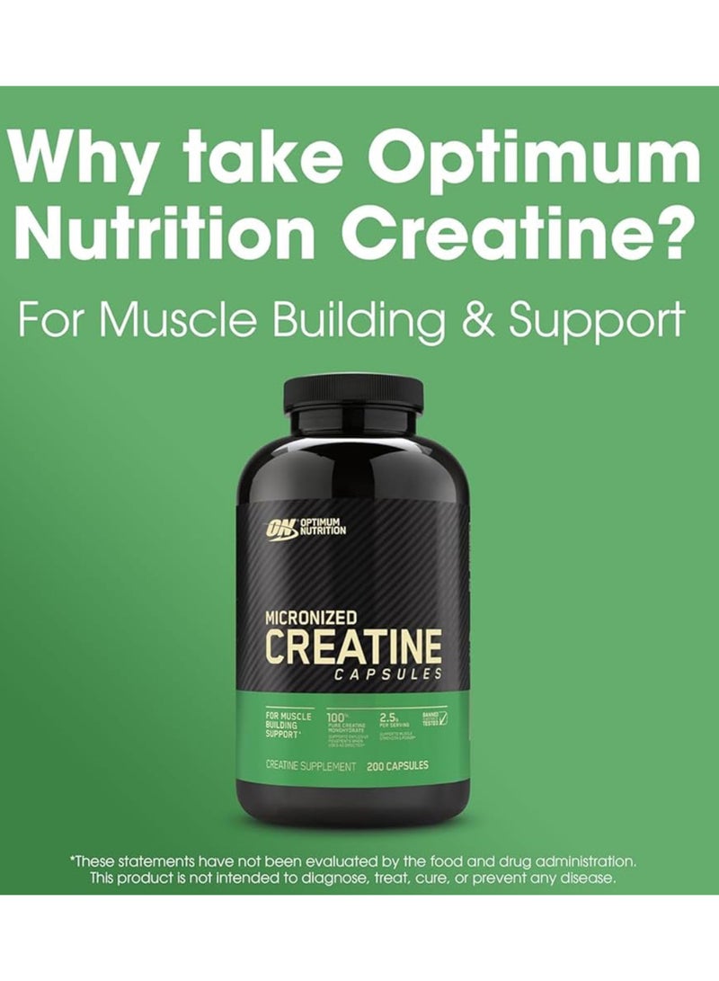أوبتيموم نيوتريشن مكمل غذائي بالكرياتين - دون نكهة - 200 كبسولة - Image 2