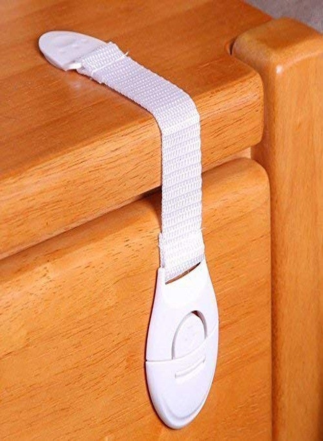 Inditradition Baby Safety Drawer & Door Strap Locks | Multi-Places Use, Adjustable Latches, Push Button (White) (Pack of 4) - Image 2