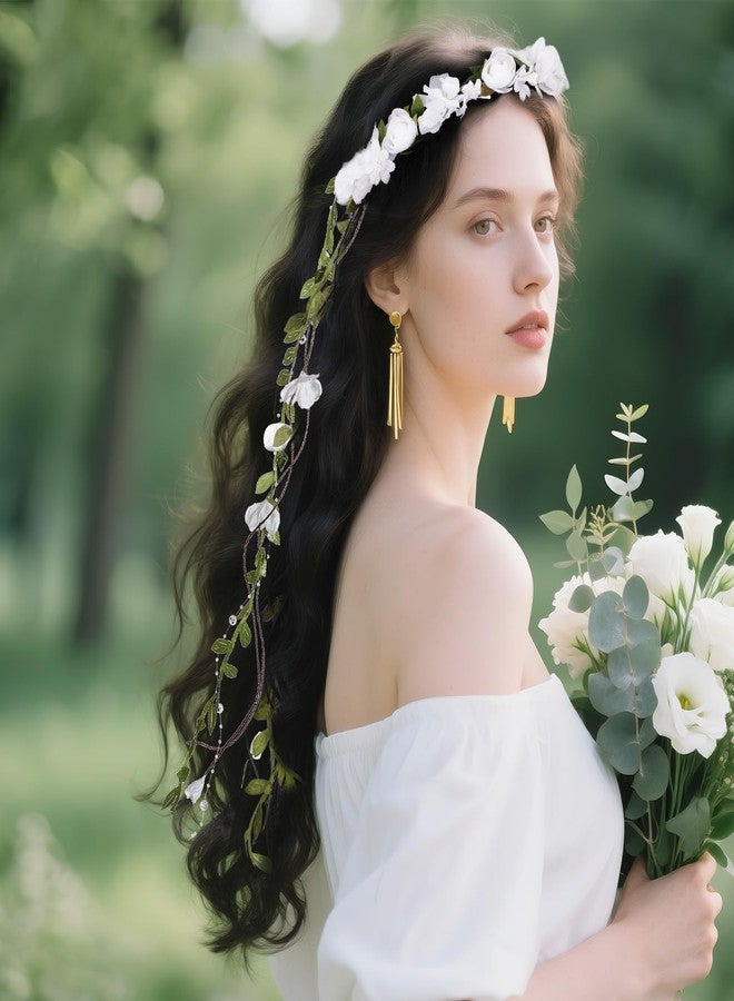 Sucrain Flower Headpiece for Women, Fairy Floral Headband Flower Crown Hair Accessories for Wedding Princess Renaissance Cosplay - Image 2