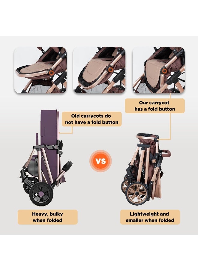 PEARLOVE Baby Stroller Newborn Reversible Bassinet Pram, Foldable Pushchair with Adjustable Canopy - Image 3